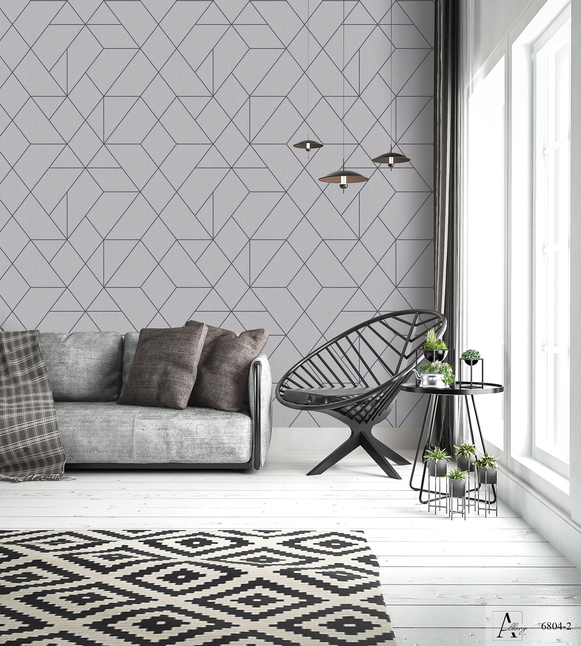 Giấy dán tường họa tiết hình học Albany 6804-2 